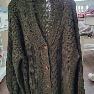 Green Cardigan with Buttons